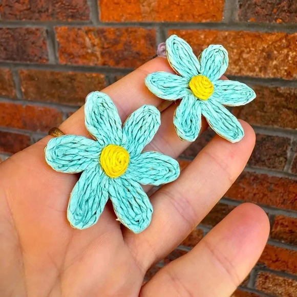 Lalita Boho Raffia Flower Earrings - Picture 5 of 9